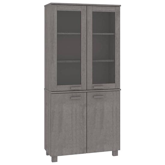 Laddie Pinewood Display Cabinet With 4 Doors In Light Grey_3