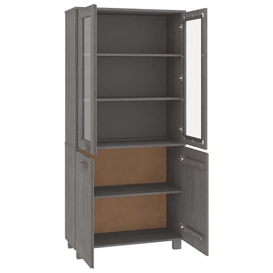 Laddie Pinewood Display Cabinet With 4 Doors In Light Grey_5