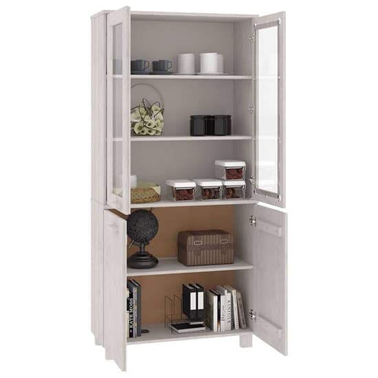 Laddie Pinewood Display Cabinet With 4 Doors In White_4
