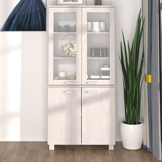 Laddie Pinewood Display Cabinet With 4 Doors In White_1