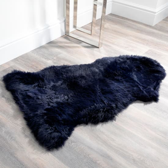 Ladson Sheepskin Rug In Blue Furniture in Fashion