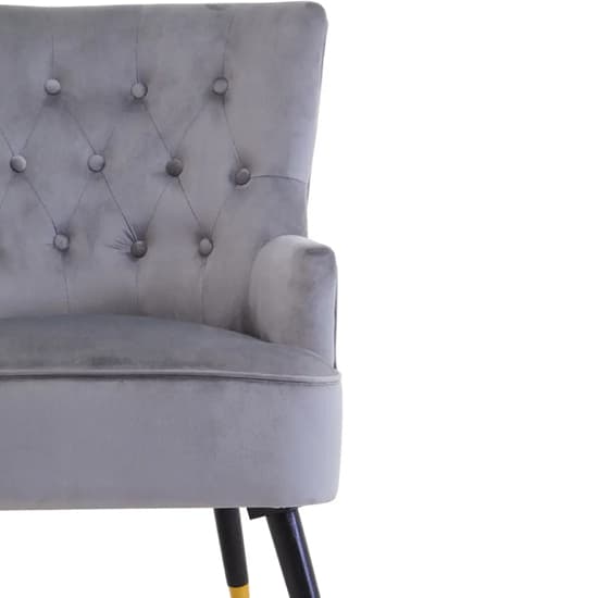 Lagos Velvet Button Tufted Armchair In Grey_5