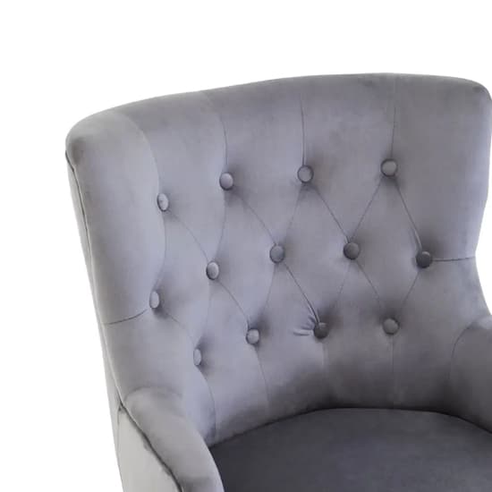 Lagos Velvet Button Tufted Armchair In Grey_6