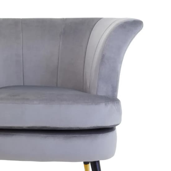 Lagos Velvet Scalloped Armchair In Grey With Black Legs_5