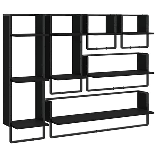 Lagos Wooden Wall Shelf With 6 Compartments In Black_2