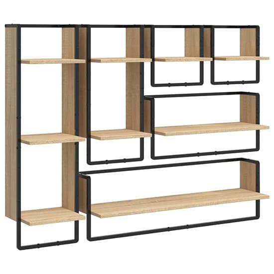Lagos Wooden Wall Shelf With 6 Compartments In Sonoma Oak_2