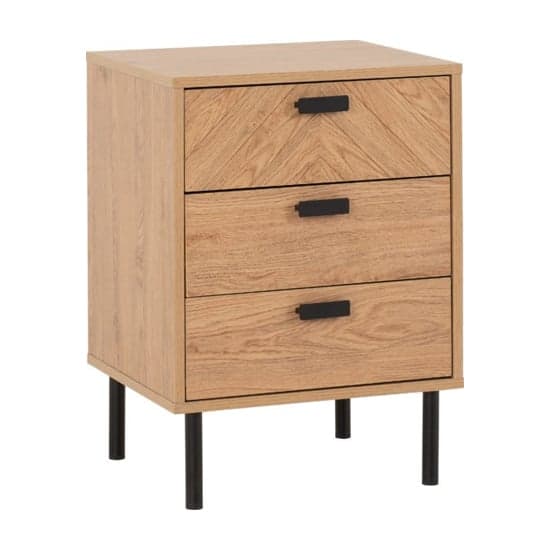 Lagos Wooden Bedside Cabinet With 3 Drawers In Medium Oak_2