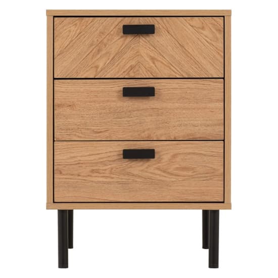 Lagos Wooden Bedside Cabinet With 3 Drawers In Medium Oak_5