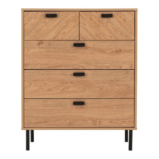 Lagos Wooden Chest Of 5 Drawers Wide In Medium Oak_4