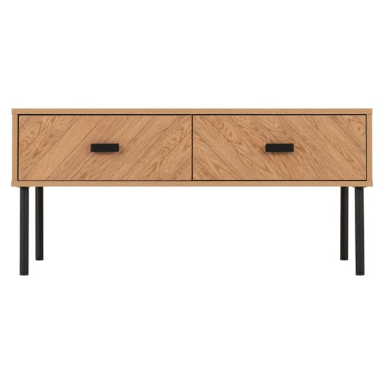 Lagos Wooden Coffee Table With 2 Drawers In Medium Oak_4