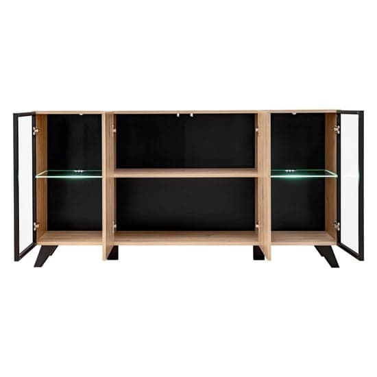 Lagos Wooden Sideboard With 4 Doors In Hickory Oak And LED_2