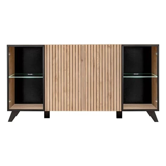 Lagos Wooden Sideboard With 4 Doors In Hickory Oak And LED_1