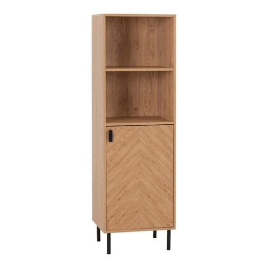 Lagos Wooden Storage Cabinet 1 Door 2 Shelves In Medium Oak_2