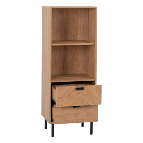 Lagos Wooden Storage Cabinet 2 Drawers 2 Shelves In Medium Oak_3