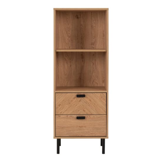 Lagos Wooden Storage Cabinet 2 Drawers 2 Shelves In Medium Oak_4