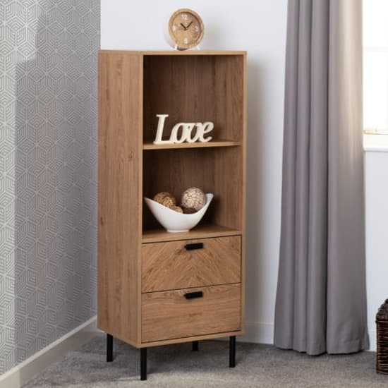 Lagos Wooden Storage Cabinet 2 Drawers 2 Shelves In Medium Oak_1