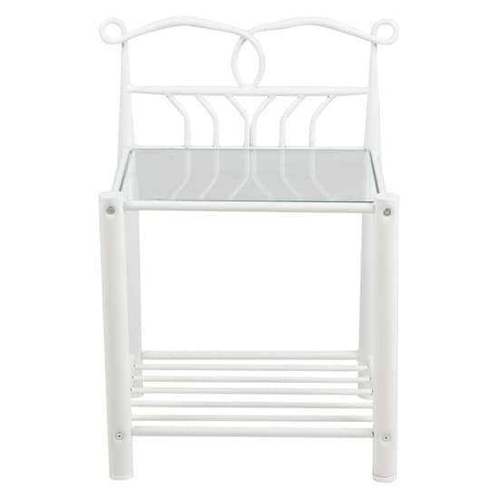Lagrange Metal Bedside Table With Glass Shelf In White_3