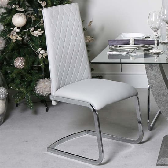 Lahania Light Grey Faux Leather Dining Chairs In Pair_6