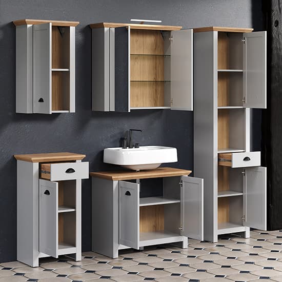 Lajos Wooden Bathroom Floor Storage Cabinet In Light Grey_6
