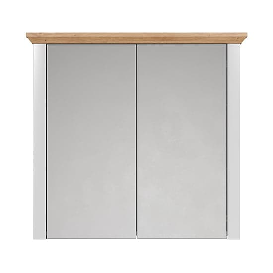 Lajos Wooden Bathroom Mirrored Cabinet In Light Grey With LED_2