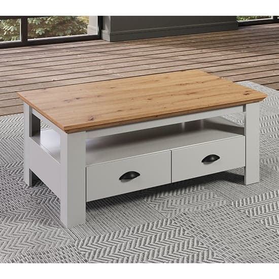 Lajos Wooden Coffee Table In Light Grey And Artisan Oak_2