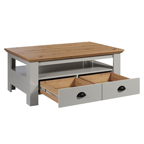 Lajos Wooden Coffee Table In Light Grey And Artisan Oak_5