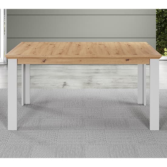 Lajos Wooden Dining Table In Light Grey And Artisan Oak_2