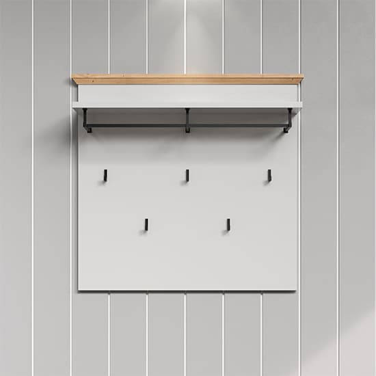 Lajos Wooden Hallway Wall Coat Rack Panel In Light Grey Furniture in Fashion