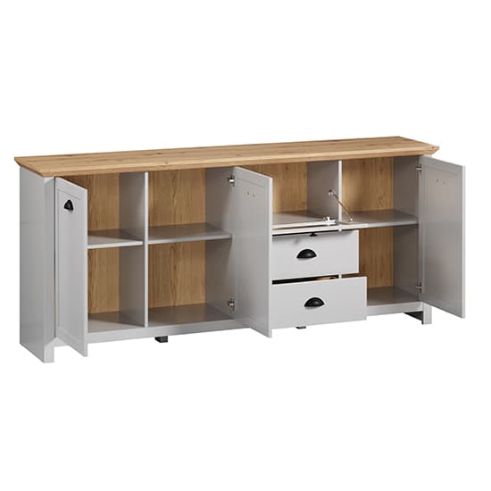 Lajos Wooden Large Sideboard In Light Grey With LED Lights_6