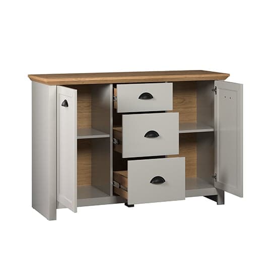 Lajos Wooden Small Sideboard In Light Grey And Artisan Oak_6