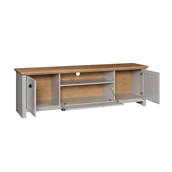 Lajos Wooden Small TV Stand In Light Grey With LED Lights_6