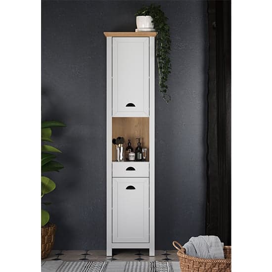 Lajos Wooden Tall Bathroom Storage Cabinet In Light Grey_1