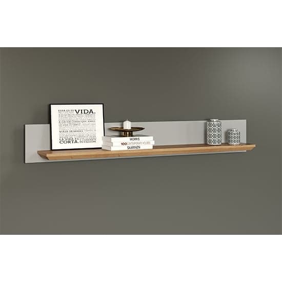 Lajos Wooden Wall Shelf In Light Grey And Artisan Oak_1