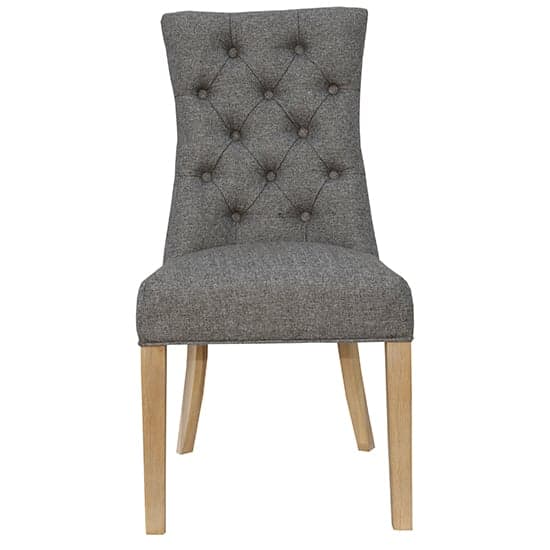 Lakeside Dark Grey Fabric Buttoned Curved Dining Chair In Pair_3