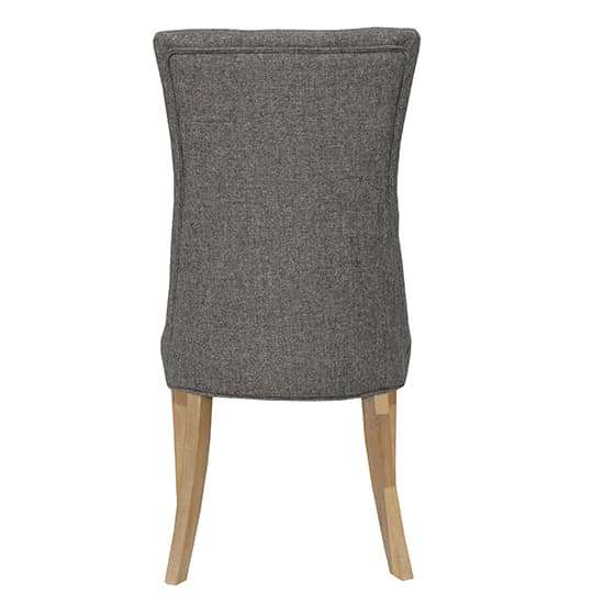 Lakeside Fabric Buttoned Curved Dining Chair In Dark Grey_3