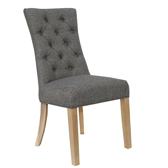 Lakeside Fabric Buttoned Curved Dining Chair In Dark Grey_1