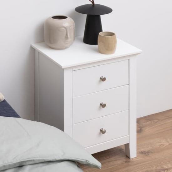 Lakewood Wooden Bedside Cabinet With 3 Drawers In White_2