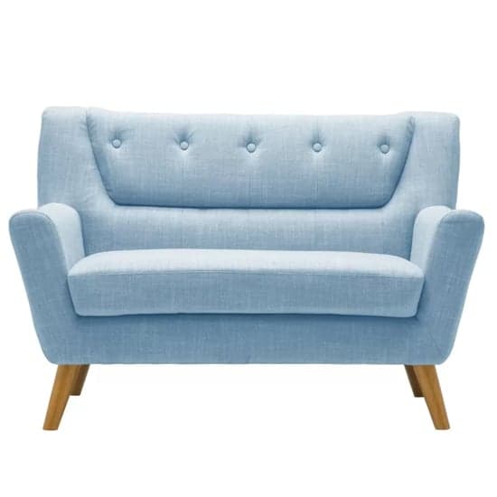 Lambda Fabric 2 Seater Sofa With Wooden Legs In Duck Egg Blue_4