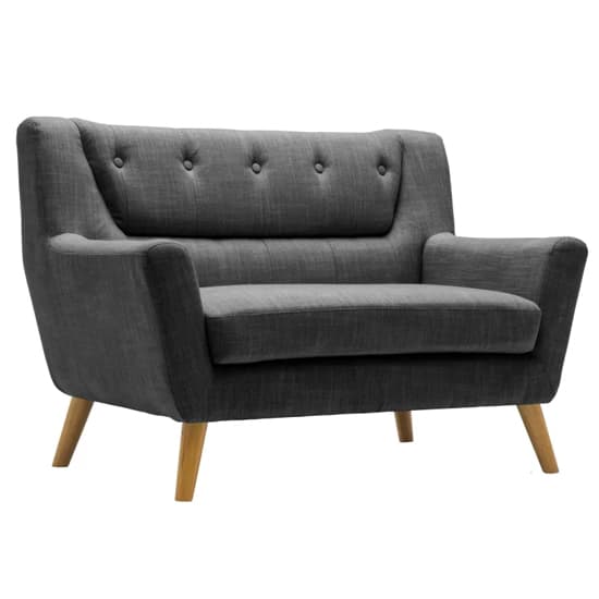 Lambda Fabric 2 Seater Sofa With Wooden Legs In Grey_3