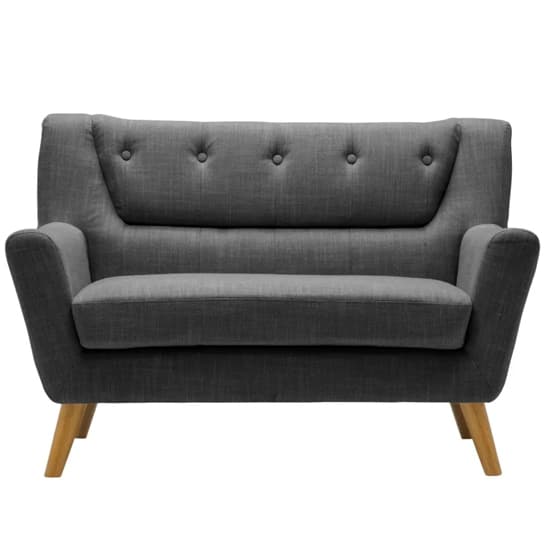 Lambda Fabric 2 Seater Sofa With Wooden Legs In Grey_4