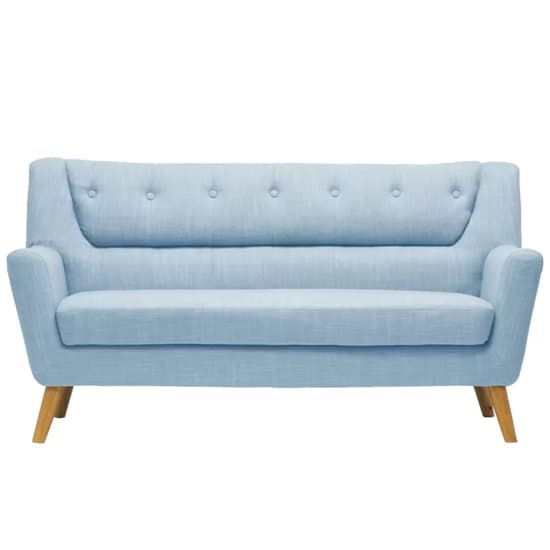 Lambda Fabric 3 Seater Sofa With Wooden Legs In Duck Egg Blue_4