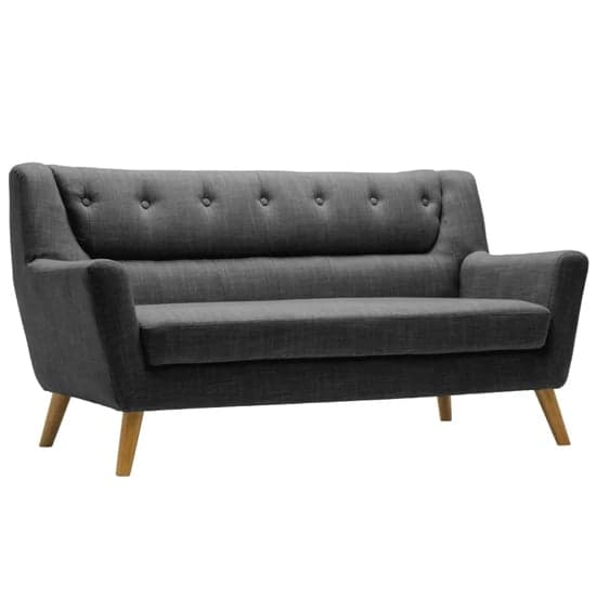 Lambda Fabric 3 Seater Sofa With Wooden Legs In Grey_3