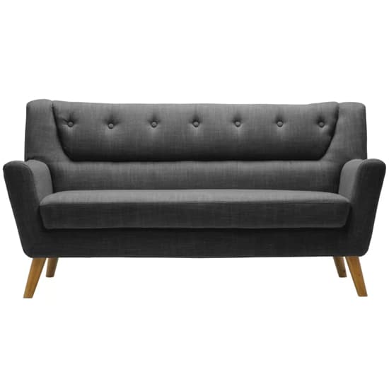 Lambda Fabric 3 Seater Sofa With Wooden Legs In Grey_4