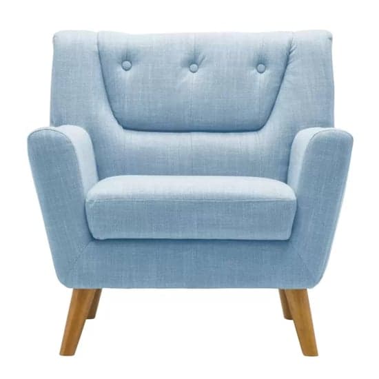 Lambda Fabric Armchair With Wooden Legs In Duck Egg Blue_3