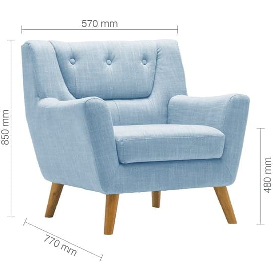 Lambda Fabric Armchair With Wooden Legs In Duck Egg Blue_4