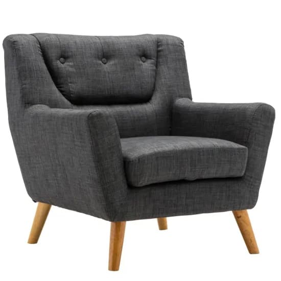 Lambda Fabric Armchair With Wooden Legs In Grey_3