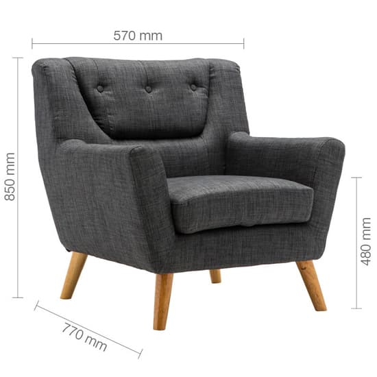 Lambda Fabric Armchair With Wooden Legs In Grey_5