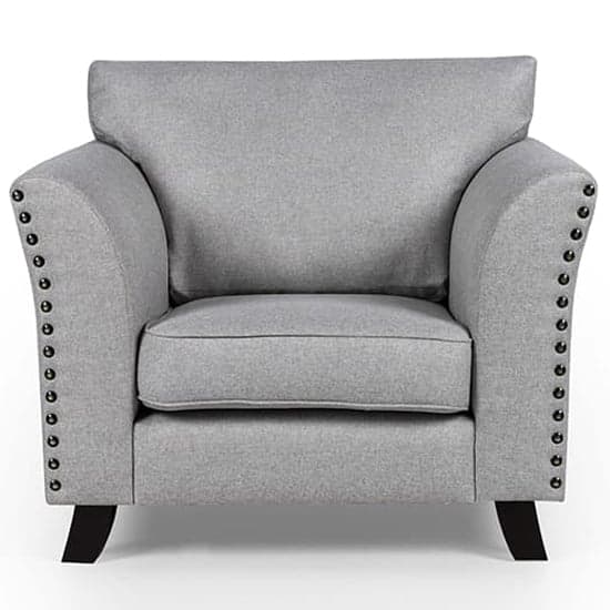 Lamya Fabric 1 Seater Sofa With Wooden Legs In Grey_2
