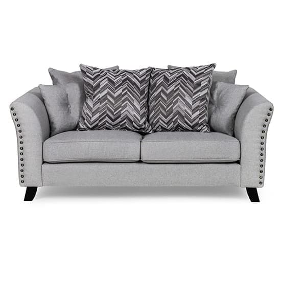 Lamya Fabric 2 Seater Sofa With Wooden Legs In Grey_2
