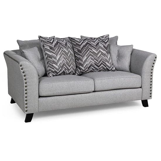 Lamya Fabric 2 Seater Sofa With Wooden Legs In Grey_1